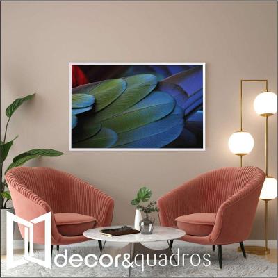 Quadro Penas Verdes 90x60 Cm Adesivo Fotográfico