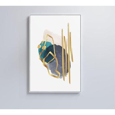 Quadro Abstrato Linhas Douradas 80x120 Cm Vidro Impresso