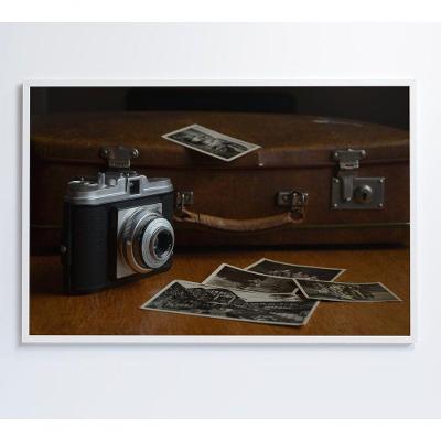 Quadro Maquina Fotográfica 120x80 Cm Vidro Impresso