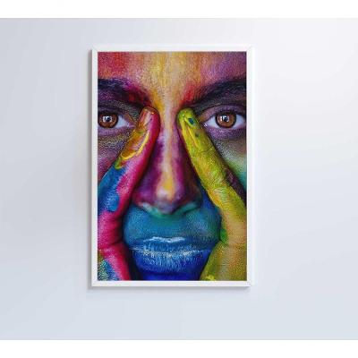 Quadro Rosto Colorido 60x90 Cm Vidro Impresso