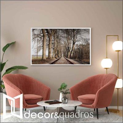 Quadro Trilhos 90x60 Cm Tecido Canvas