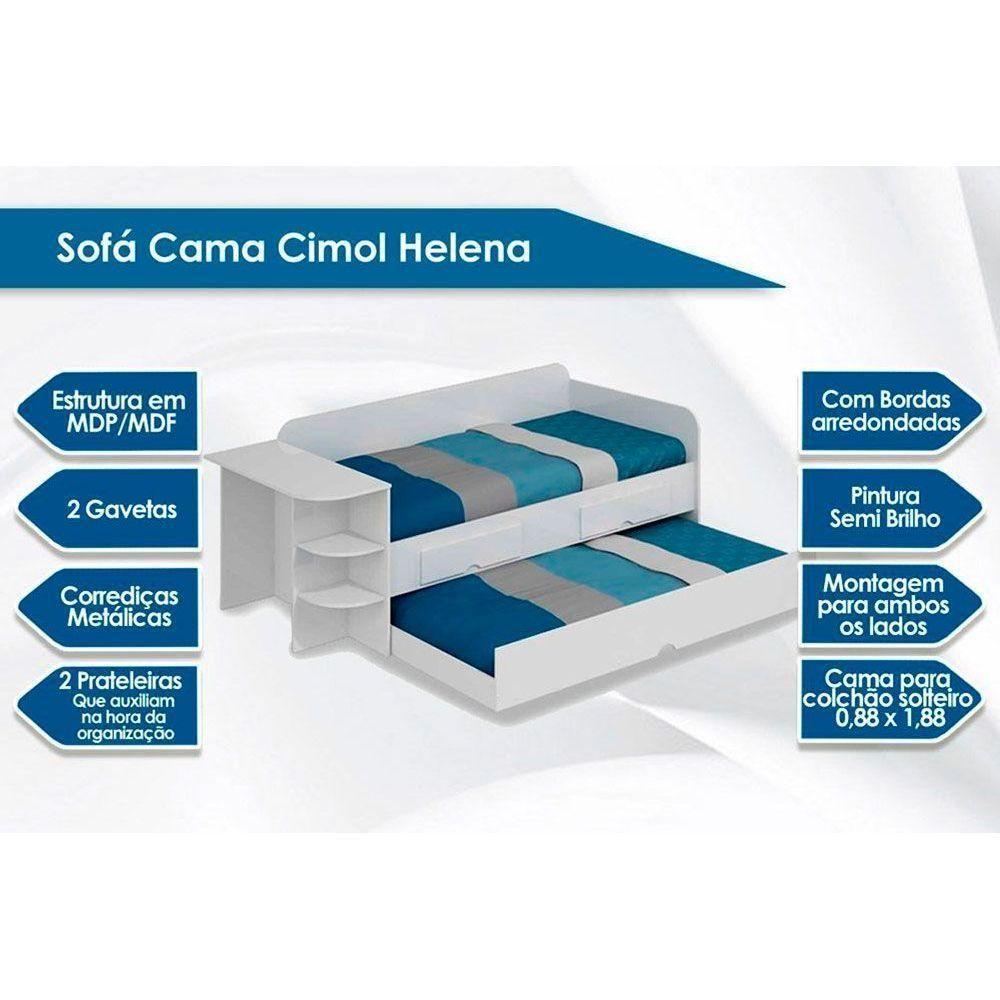Colchão Solteiro D33 Ortobom (2un) + Sofá Cama Helena c/ Auxiliar Branco - 10