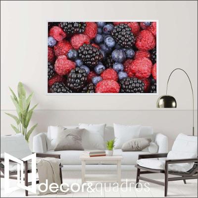 Quadro Frutas Vermelhas 60x40 Cm Tecido Canvas