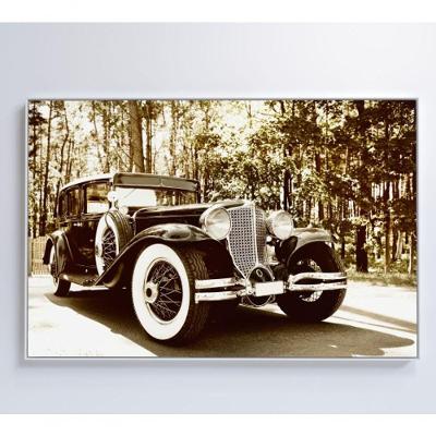 Quadro Carro Clássico Preto E Branco 120x80 Cm Tecido Canvas