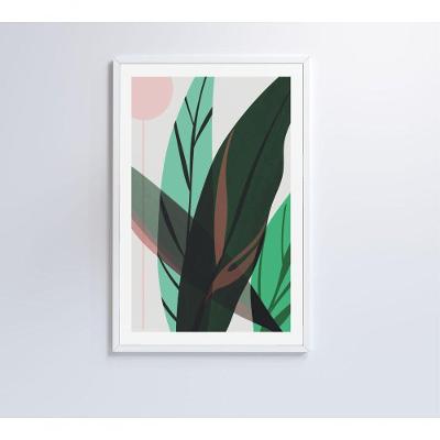 Quadro Pintura Folha Verde 40x60 Cm Tecido Canvas