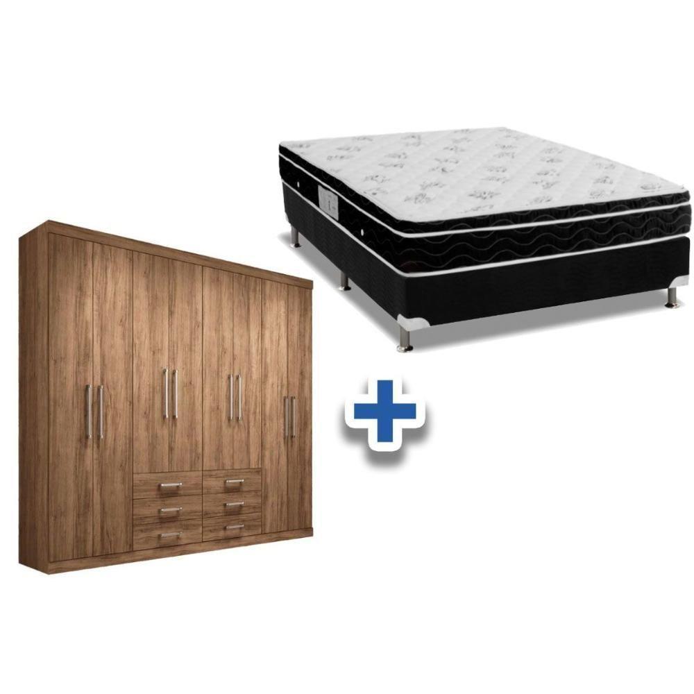 Cama Box Casal + Colchão Physical Ortobom + Guarda Roupa Master 8.6 Atacama - 1