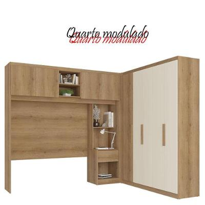 Quarto Modulado Casal 9 Portas 3 Peças Capuccino Off White - Thb