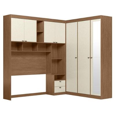 Quarto Casal Lugano Com Espelho Jatobá Areia Acetinado - Santos Andirá