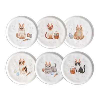 Conjunto De Pratos De Sobremesa 06 Peças Páscoa Bio Gatinhos Porto Brasil