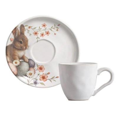 Conjunto de Xícara de Chá com Pires Páscoa Bio Doce Ninho Cerâmica Stoneware Porto Brasil