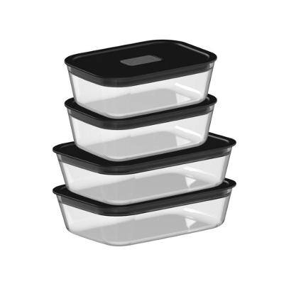 Conjunto de Potes Herméticos Fresh Lock 4 Peças Vidro Borossilicato Preto Ou