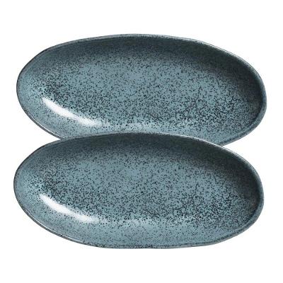 Conjunto Com 02 Travessas Oval Funda Grande 32x16 Cm Orgânico Night Sky Porto Brasil