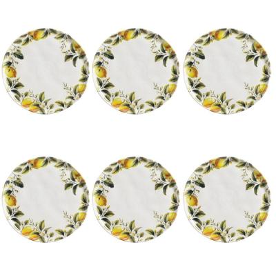 Conjunto de Pratos Rasos Bio Limonata 6 Peças Cerâmica Branco Porto Brasil