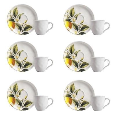 Conjunto de Xícara de Cafezinho com Pires 6 Peças Bio Limonata Cerâmica Stoneware Porto Brasil