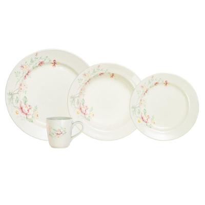 Aparelho de Jantar Primavera Suave 16 Peças Porcelana Floral Branco Schmidt