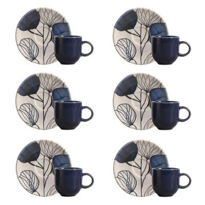 Conjunto de Xícara de Cafezinho com Pires Coup New Blue Cerâmica Stoneware Cinza Porto Brasil