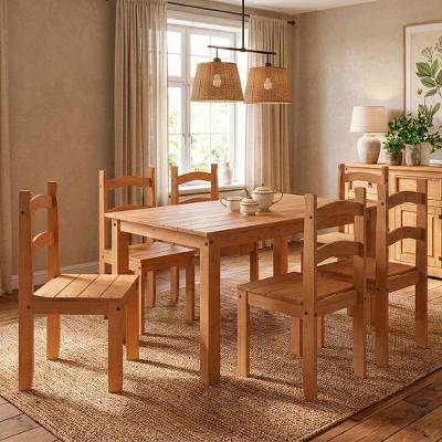 Conjunto de Jantar Marin 6 Lugares Tampo MDF com Cadeiras em Madeira Amêndoa 140x74cm Marin Brasil