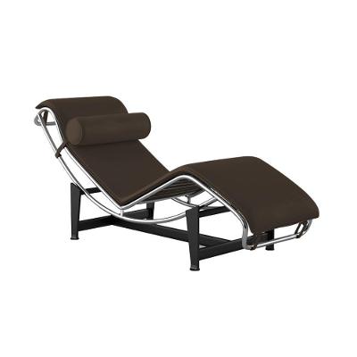 Chaise Lc-4 Cromada Em Sintético Marrom