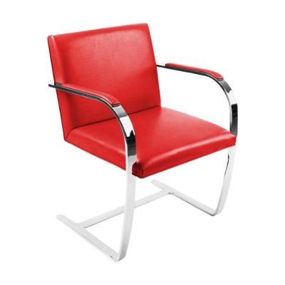 Cadeira Brno Escritório Couro Sintético Vermelho Barra Chata Cromada
