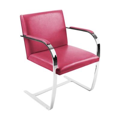Cadeira Brno Escritório Couro Sintético Rosa Barra Chata Cromada
