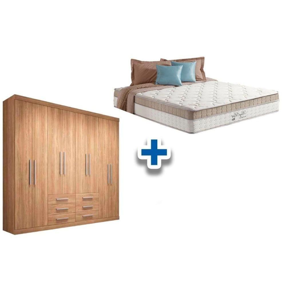 Cama Box Casal + Colchão King Best + Guarda Roupa Master 8.6 Atacama - 1