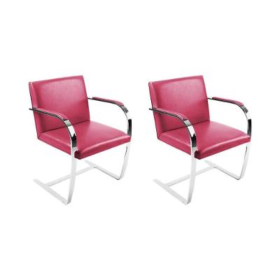 Kit 2 Cadeiras Brno Escritório Couro Sintético Rosa Barra Chata Cromada