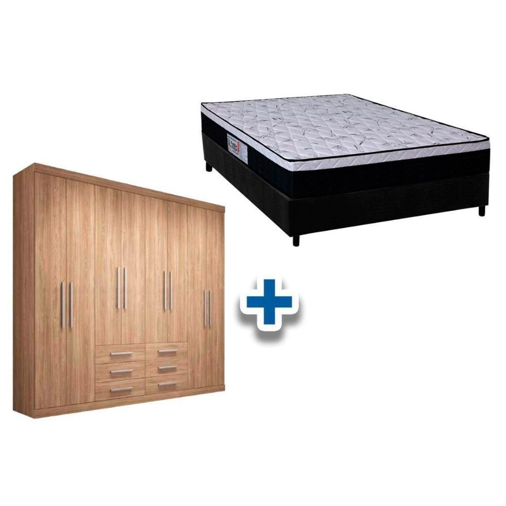 Cama Box Casal + Colchão Foggia Sogni + Guarda Roupa Master 8.6 Atacama - 1