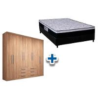 Cama Box Casal + Colchão Foggia Sogni + Guarda Roupa Master 8.6 Atacama - 1