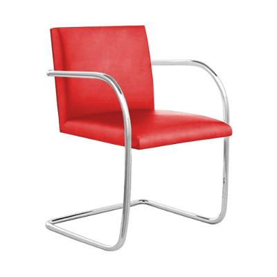 Cadeira Brno Para Escritório Couro Sintético Vermelho Tubular Cromada