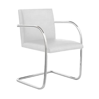 Cadeira Brno Couro Natural Branco Tubular Cromada