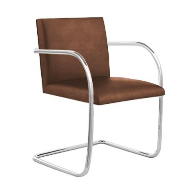 Cadeira Brno Couro Natural Marrom Tubular Cromada