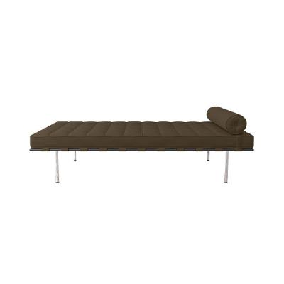 Couch Barcelona Inox Em Couro Natural Marrom