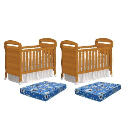 Kit Gêmeos Berço Mini Cama Danny Savana Com Colchões Baby Physical - Reller Móveis Savana