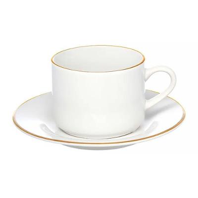 Xícara De Chá Porcelana Borda Dourada Com Pires Café Royal Premium 200ml Haüskraft