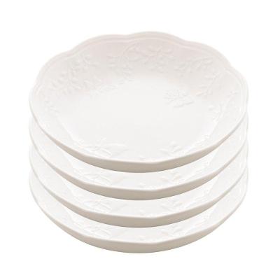 Jogo 4 Prato Fundo Branco De Porcelana New Bone Butterfly Flower Flores 21cm Lyor