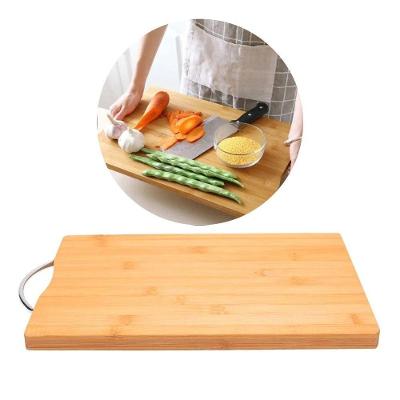Tábua Para Corte De Bambu Com Alça Inox Poales Mek 30x20x2cm
