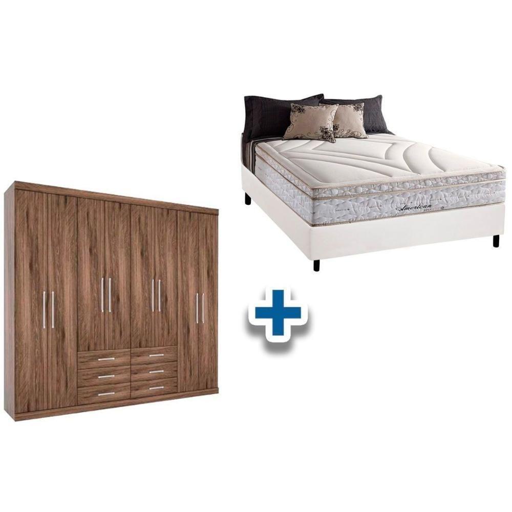 Cama Box Casal + Colchão American Herval + Guarda Roupa Master 8.6 Demolição - 1