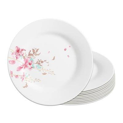 Jogo 12 Prato Raso De Vidro Branco Flowers Bord 25,5cm Em Casa Tem