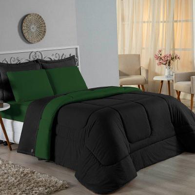 Edredom King Nobre 1 Peça Dupla Face 2,50m X 2,90m Malha 100% Algodão - Preto / Verde-bandeira