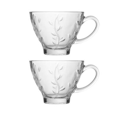 Jogo 2 Xícara De Chá De Vidro Flores Clear Lily 220ml Em Casa Tem