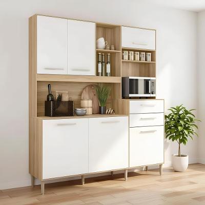Cozinha Completa Armário De Grande 5 Portas 3 Gavetas - Freijo/off White Cristal Freijo/off White Cristal