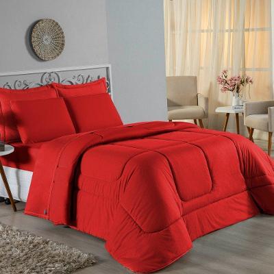Edredom Queen Nobre 1 Peça Dupla Face 2,40m X 2,60m Malha 100% Algodão - Vermelho