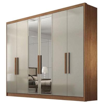 Guarda Roupa Casal Linea 6 Portas 8 Gavetas Cumaru 25 Fendi Com Nicho E Espelho - Novo Horizonte