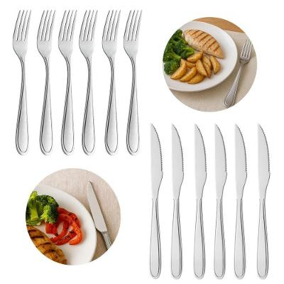 Jogo 6 Garfos E 6 Facas Aço Inox Prata Em Casa Tem Linha Bronze