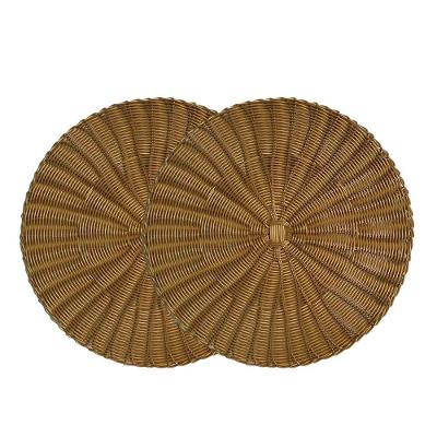 2 Lugar Americano Redondo De Plástico Para Mesa Rattan Btc 38cm