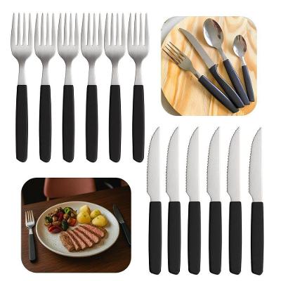 Faqueiro 12 Peças 6 Garfos 6 Facas Cabo Preto De Plástico Berlin Em Casa Tem