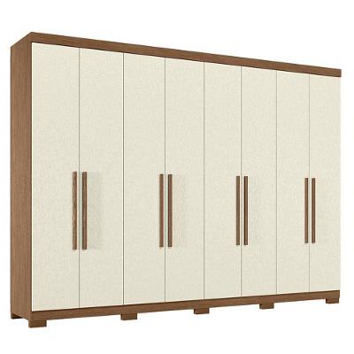 Guarda Roupa Casal 8 Portas 4 Gavetas Master New Jatobá Areia Acetinado Com Pés - Santos Andirá