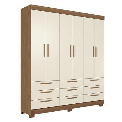 Guarda Roupa Colombo 6 Portas 9 Gavetas Jatobá Areia Acetinado - Santos Andirá