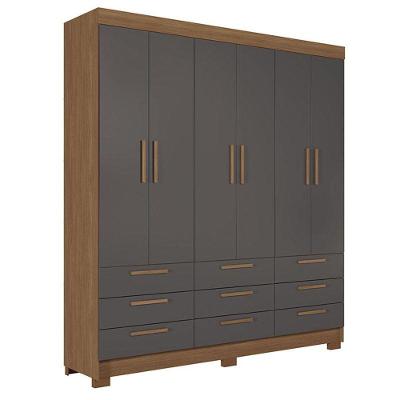 Guarda Roupa Colombo 6 Portas 9 Gavetas Jatobá Grafite Acetinado - Santos Andirá