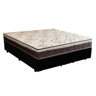 Cama Box Casal Bipartido Blindado Sintético + Colchão Casal Espuma Extra Firme D33 Elegance Ortopédico 63x138x188